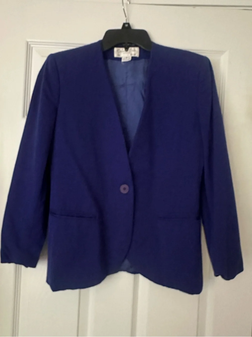 Vintage Christian Dior Paris New York Classic Women's Royal Blue Blazer Petite 6
